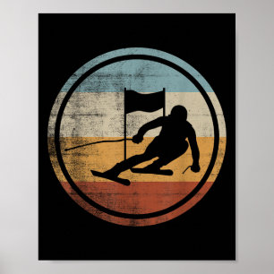 Retro Vintage Ski Skier Design Skiing Slalom  Poster