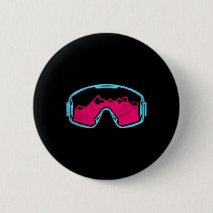 Retro Vintage Ski Snowboard Goggles 80s 90s Skiing 6 Cm Round Badge