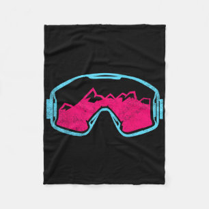 Retro Vintage Ski Snowboard Goggles 80s 90s Skiing Fleece Blanket