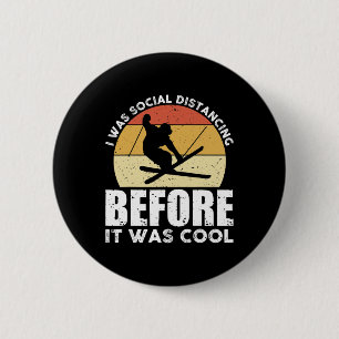 Retro Vintage Ski Tee Cool Winter Sports Skiers Sk 6 Cm Round Badge