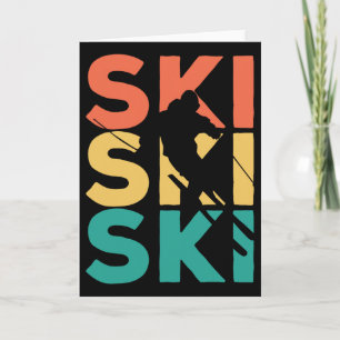Retro Vintage Skiing Gift For Skiers Card