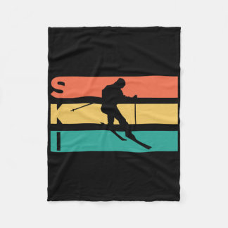 Retro Vintage Skiing Gift For Skiers  Fleece Blanket