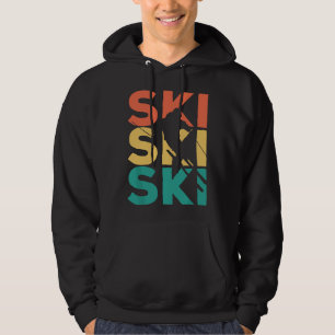 Retro Vintage Skiing Gift For Skiers Hoodie