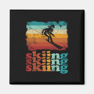 Retro Vintage Skiing Ski Lover Skiing Magnet