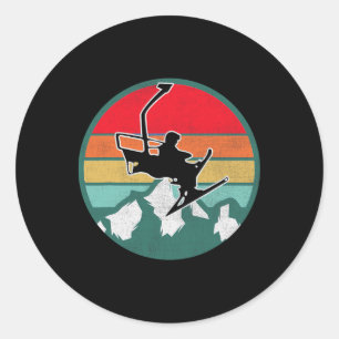 Retro Vintage Skiing Snow Gifts For Skiers 1 Classic Round Sticker