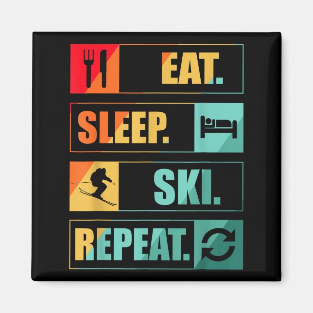 Retro vintage skiing snow  magnet (Front)