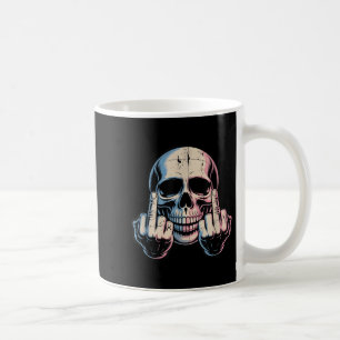 Retro Vintage Skull Face Funny Middle Finger Graph Coffee Mug