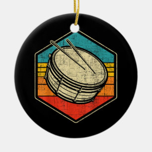 Retro Vintage Snare Drum - Marching Band Drumline Ceramic Ornament