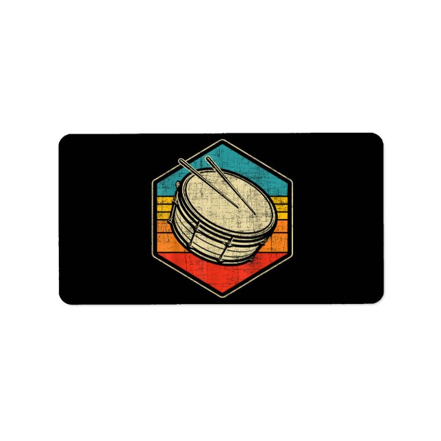 Retro Vintage Snare Drum - Marching Band Drumline  Label (Front)