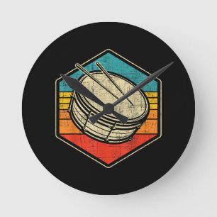 Retro Vintage Snare Drum - Marching Band Drumline Round Clock