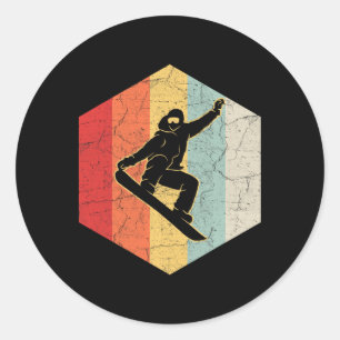 Retro Vintage Snowboard Winter Sports Snowboarding Classic Round Sticker