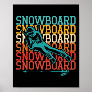 Retro Vintage Snowboarding Snowboarder Winter Spor Poster