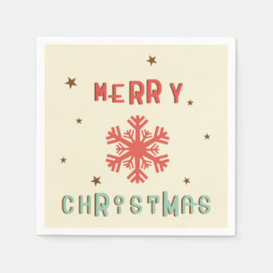 Retro Vintage Snowflake Merry Christmas Napkin