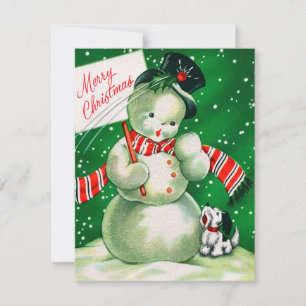 Retro Vintage snowman add message card
