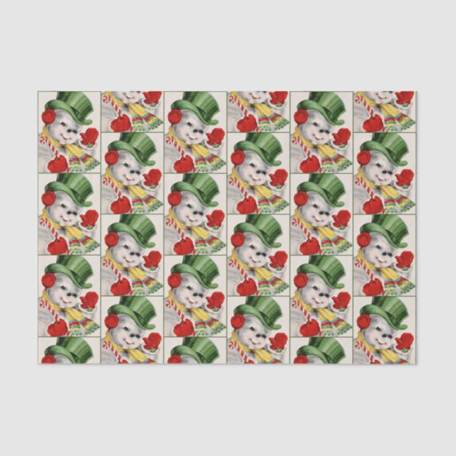 retro vintage snowman Christmas Holiday tissue Paper (Front)