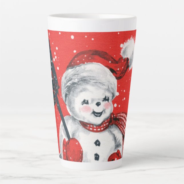 retro vintage snowman Christmas snowman  Latte Mug (Front)