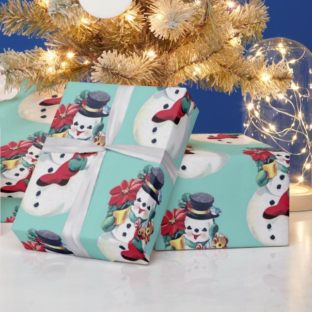 Retro vintage snowman Wrapping Paper (Holidays)
