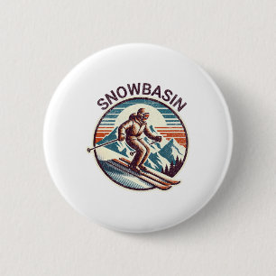 Retro Vintage Snowsin Utah Ski Resort Winter Skiin 6 Cm Round Badge