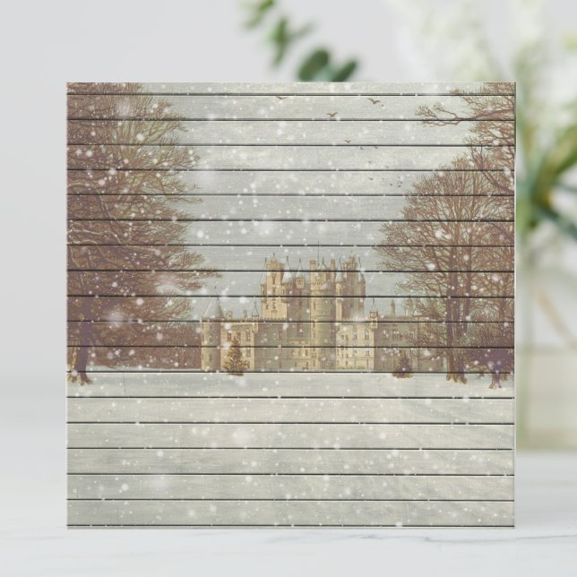 Retro | Vintage Snowy Winter Castle Scenery Holiday Card (Creator Uploaded)