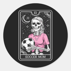Retro Vintage Soccer Mum Tarot Card Classic Round Sticker