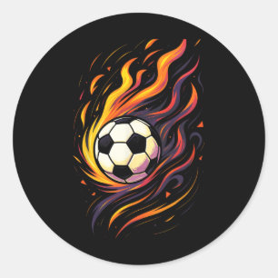 Retro Vintage Soccer Soccer Flames Sport Byll Classic Round Sticker