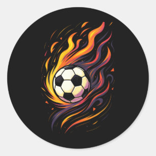 Retro Vintage Soccer Soccer Flames Sport Ll Classic Round Sticker