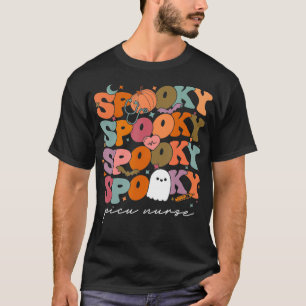 Retro Vintage Spooky PICU Nurse Pumpkin Halloween T-Shirt
