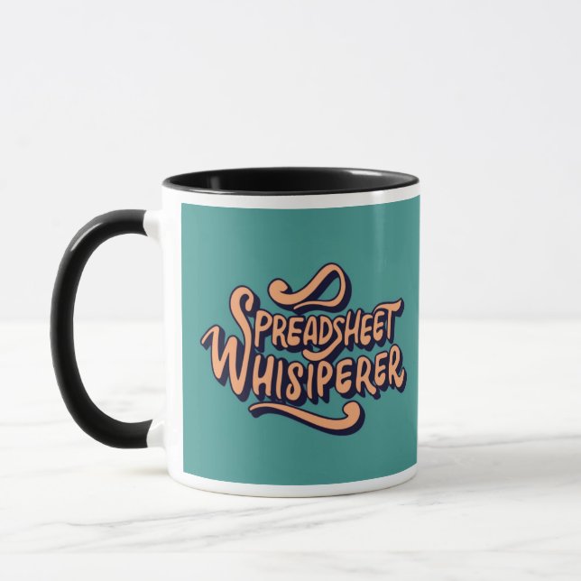 Retro Vintage Spreadsheet Whisperer Office Humour Mug (Left)