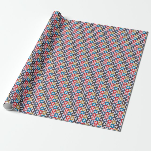 Retro Vintage Star Pattern Wrapping Paper (Unrolled)