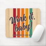Retro Vintage Stripes Custom Name Fun Work it! Mouse Pad<br><div class="desc">Forget boring mousepad squares, your desk deserves a funky disco ball of productivity! This ain't your grandma's mousepad, it's a groovy blast of retro vibes ready to fuel your workday. Picture this: your name blazin' in bold fonts alongside "Work it, baby!" in a psychedelic swirl of stripes. Every click whispers,...</div>