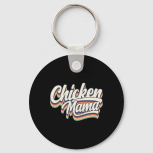 Retro Vintage Style Chicken Mama Design - Girls Ch Key Ring