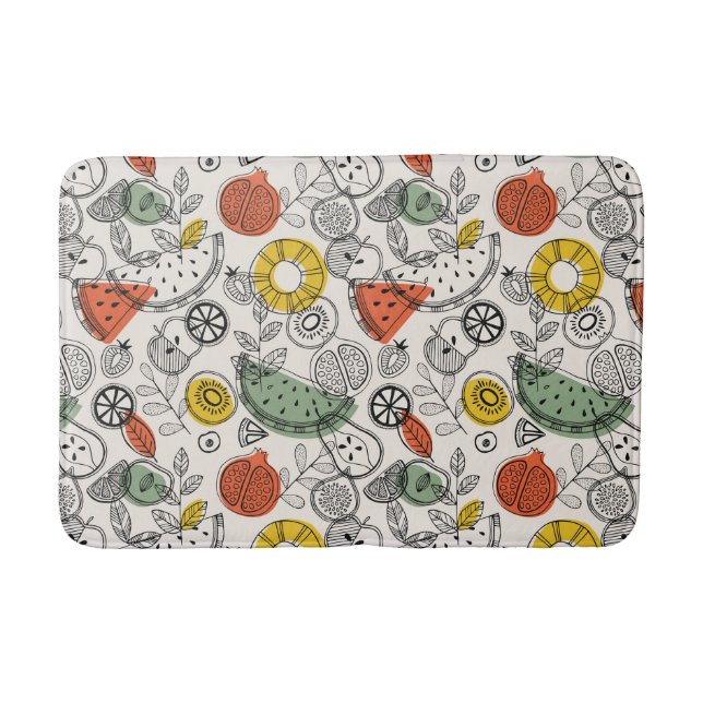 Retro Vintage Style Fruit Pattern Bath Mat (Front)