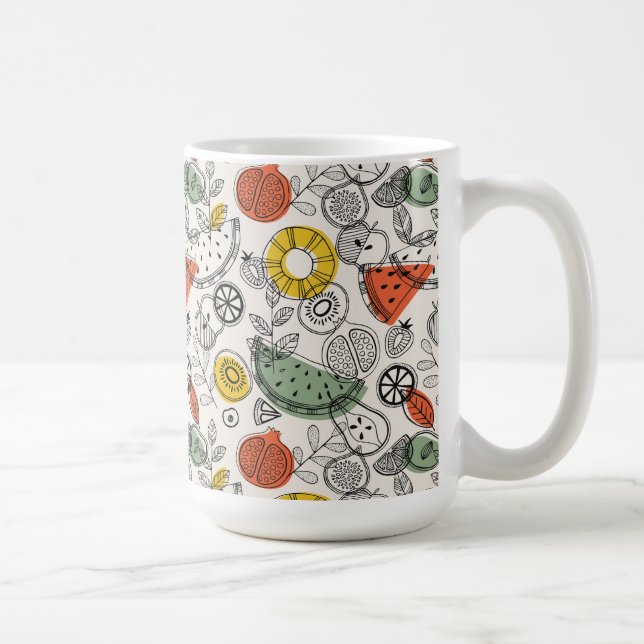 Retro Vintage Style Fruit Pattern Coffee Mug (Right)