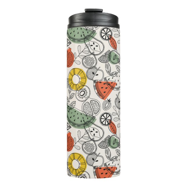 Retro Vintage Style Fruit Pattern Thermal Tumbler (Front)