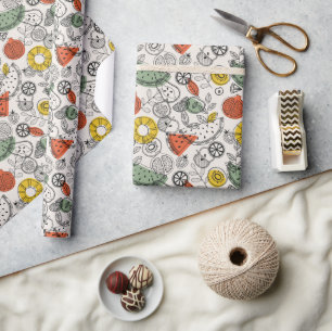 Retro Vintage Style Fruit Pattern Wrapping Paper