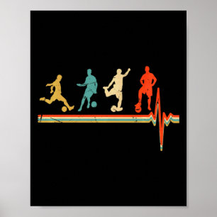 Retro Vintage Style Heartbeat Funny Soccer Players Poster