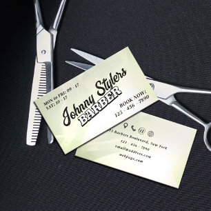 Retro vintage style illustration barber shop business card