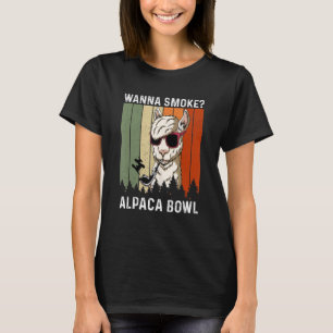 Retro Vintage Style Llama Wanna Smoke Alpaca Bowl T-Shirt