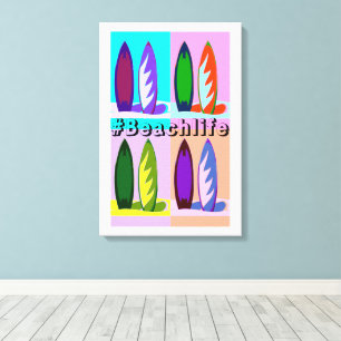 Retro Vintage Style Pop Art SurfBoards #Beachlife Canvas Print