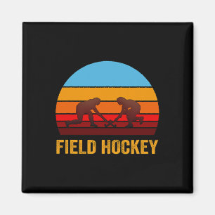 Retro Vintage Style Sunset Field Hockey Magnet