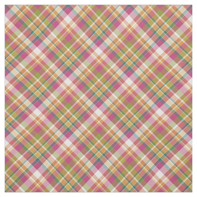 Retro Vintage Summer Plaid Tartan Squares Pattern Fabric (Swatch)
