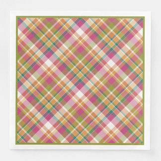 Retro Vintage Summer Plaid Tartan Squares Pattern Napkin