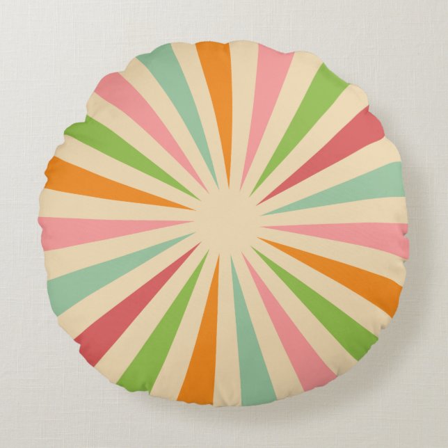 Retro Vintage Sun Rays Round Cushion (Front)