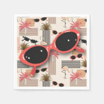 Retro Vintage Sunglasses Flamingos Palms