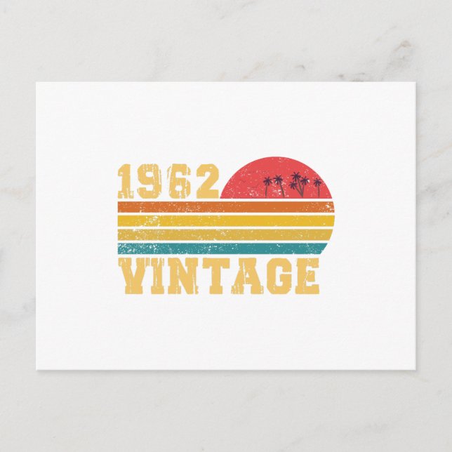 Retro Vintage Sunset 1962 Birthday Postcard (Front)