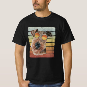 Retro Vintage Sunset Airedale Terrier Mum Dad T-Shirt