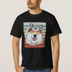Retro Vintage Sunset Alaskan Malamute Mum Dad T-Shirt