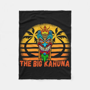 Retro Vintage Sunset Big Kahuna Hawaiian Mask Tiki Fleece Blanket