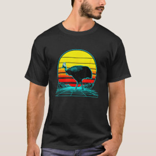 Retro Vintage Sunset Cassowary T Shirt