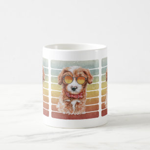 Retro Vintage Sunset Cavoodle Mum Dad Coffee Mug